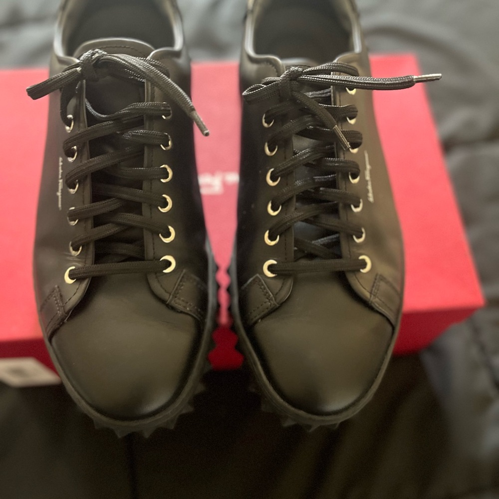 Salvatore Ferragamo Black Cube Sneakers